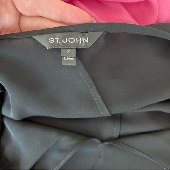 St. John Black Label Blouse Top Cold Shoulder Slit Sleeve - Picture 10 of 11